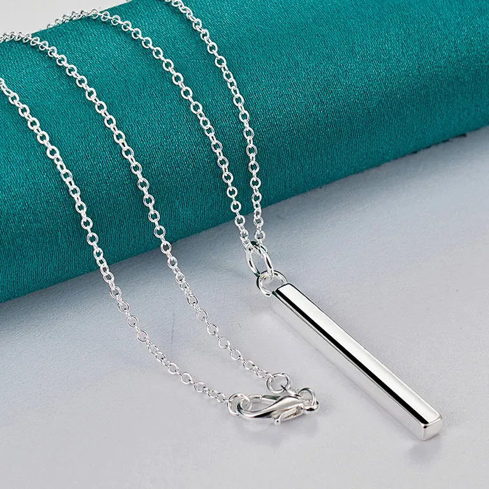 Authentic URMYLADY 925 Sterling Silver Smooth Column 16/18/20/22/24/26/28/30 Inch Pendant Necklace For Women Wedding Party Fashion Jewelry