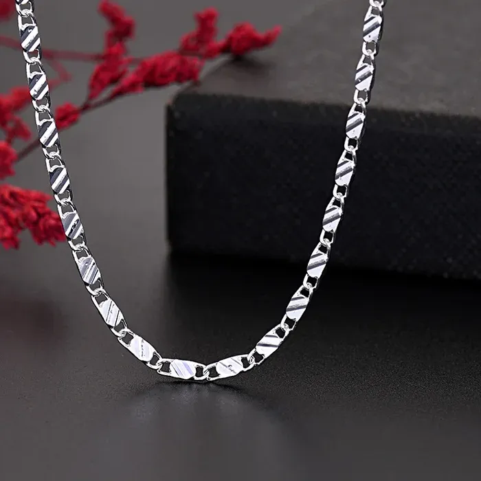 Authentic The Infinite Rhythm: 925 Sterling Silver Figaro Chain