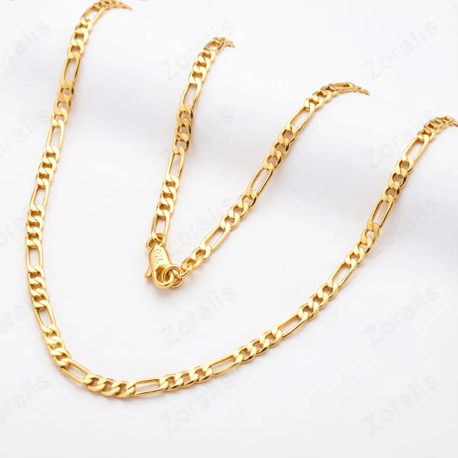 Authentic 18K Gold 4mm Side Necklace For Women Man 16 18 20 22 24 26 28 30 Inch Chain Fashion Jewelry Christmas Gifts