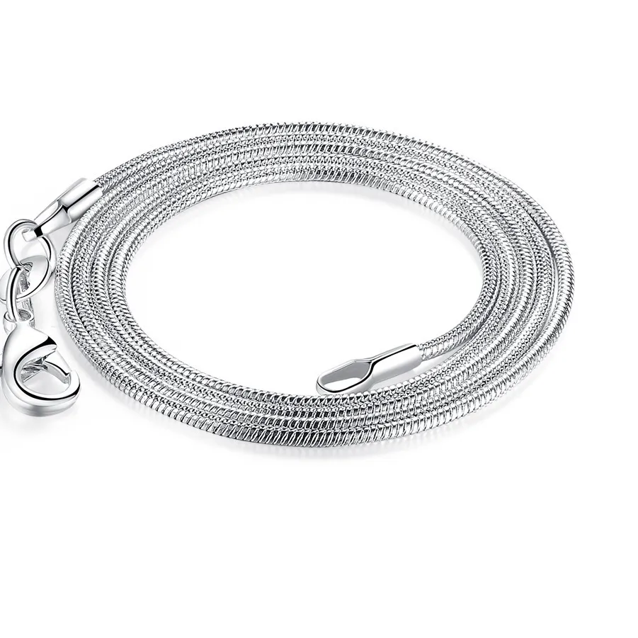Authentic 1 PCS 925 Sterling Silver 16/18/20/22/24/26/28/30 Inch 1mm Snake Chain Neck For Woman Man Jewelry