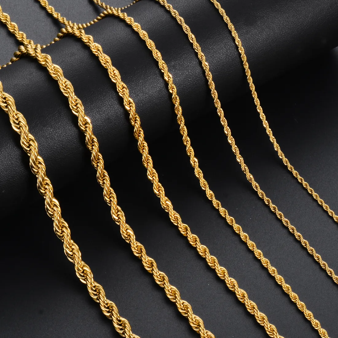 Authentic 1 piece 18K Gold Width 4mm Rope Chain Necklace For Men Women 925 Sterling Silver Chain Necklace