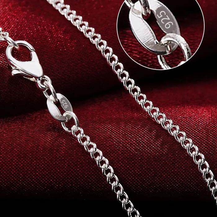 Authentic BAYTTLING 925 Sterling Silver 16/18/20/22/24/26/28/30 inches 2MM Full Sideways Chain Necklace For Women Men Fashion Gift Jewelry