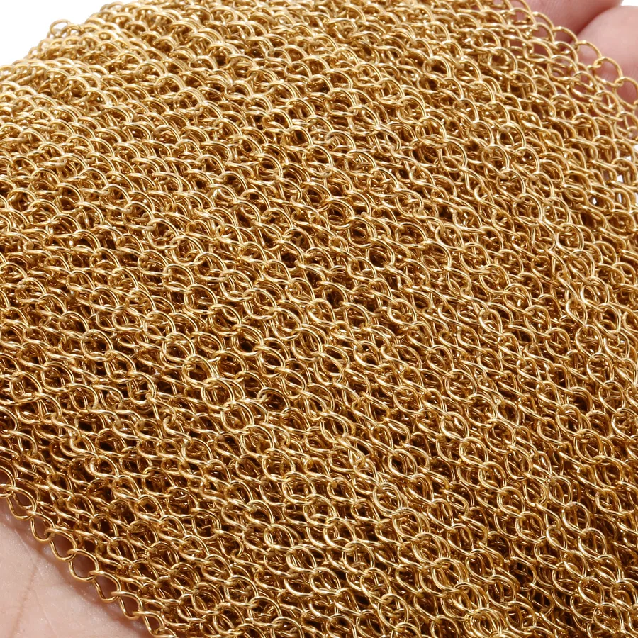 Authentic 4m/lot Bracelet Welded Extension Tail Chain Bulk GoldNecklace Extender Width 3.6mm Chains for DIY Jewelry Making