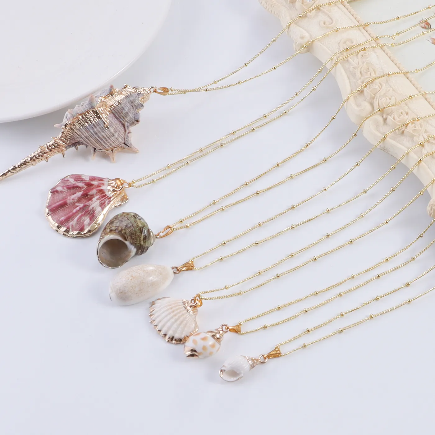 Authentic The Siren’s Echo: Gilded Conch Shell Talisman