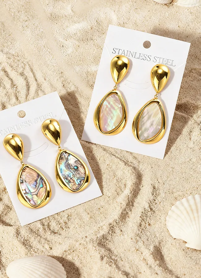 Authentic Tears Of The Ocean Abalone & Gold Aura Earrings