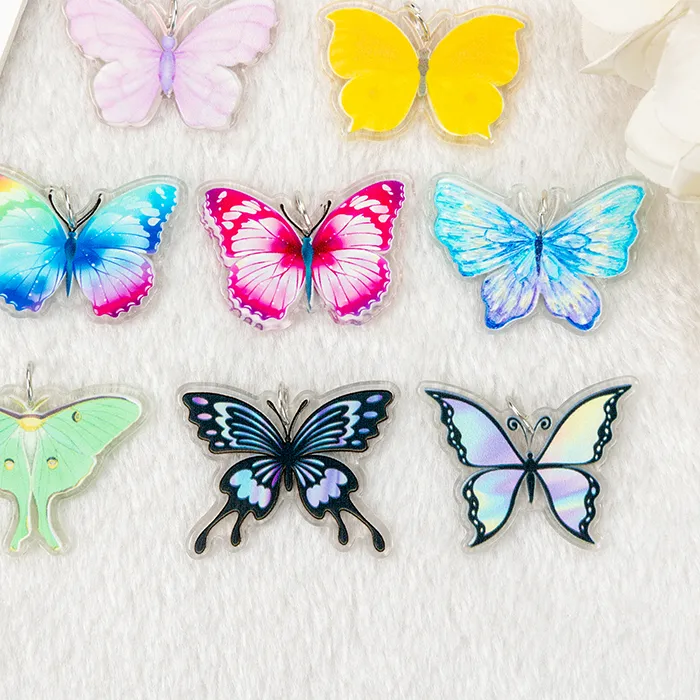 Authentic Mystic Butterfly Charms – 8‑Piece Gradient Aura Collection