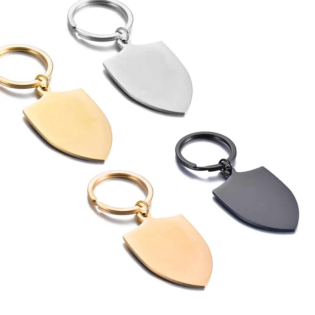 Authentic 5Pcs Polished Key Chain Warrior Shield Medallion Keyrings Birthday 4Colors