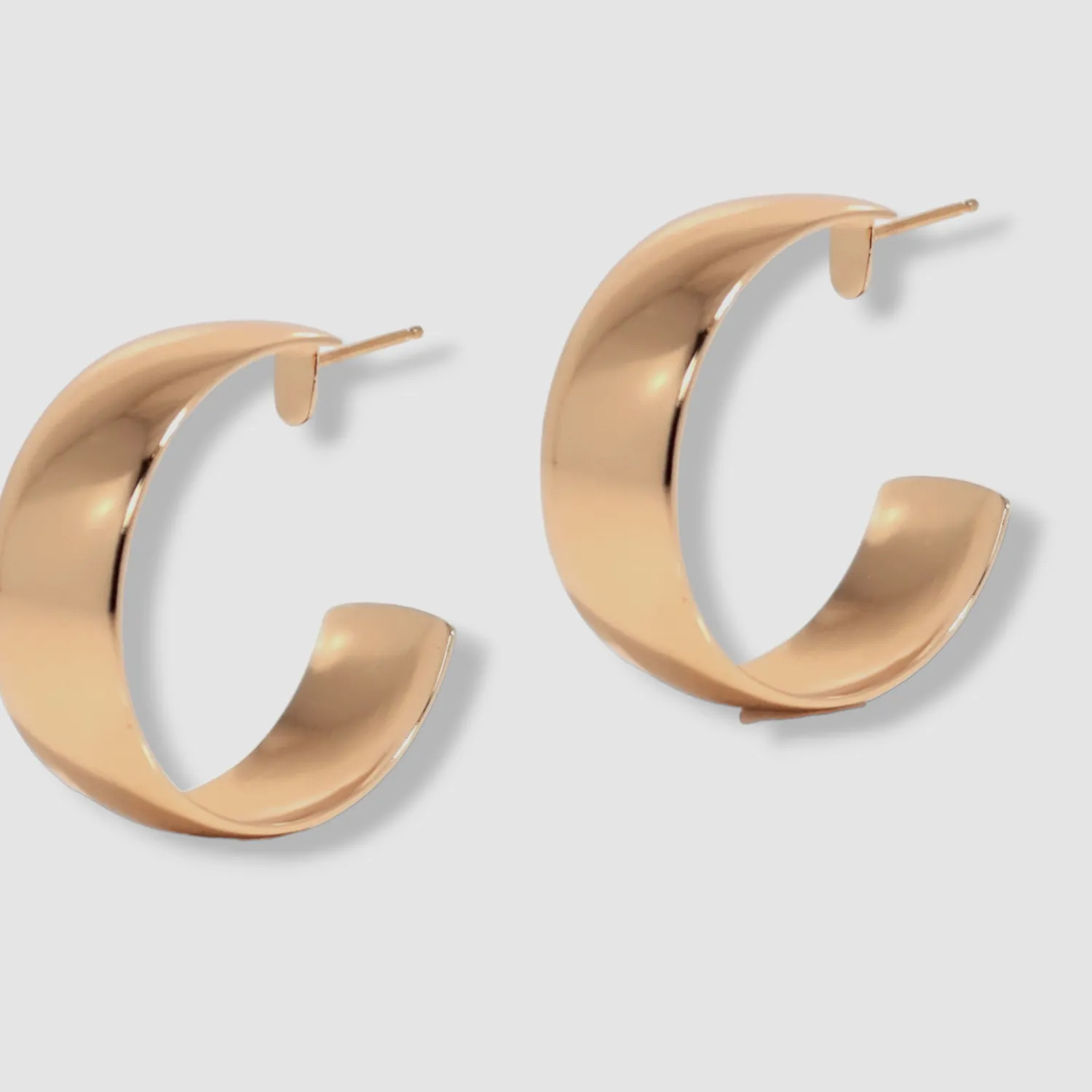 Authentic $98 Young Frankk Women's 24k Gold Plated Classic Hoop Earrings