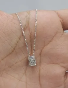 Authentic Radiant Luminescence Moissanite Solitaire Talisman in 14K White Gold Plating