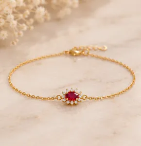 Authentic Ruby Radiance: 14K Golden Protection for Eternal Devotion