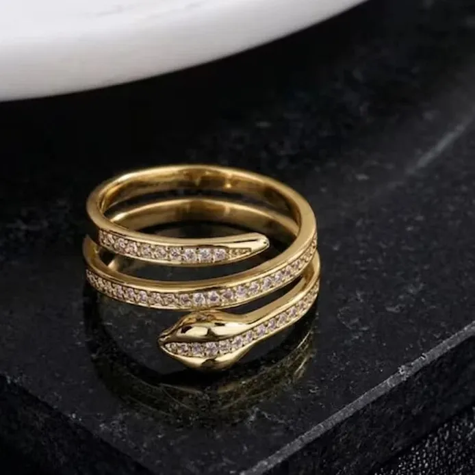 Authentic Serpentine Bliss - 1Ct Lab Diamond Wrap Ring in 14K Golden Armor