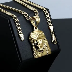 Authentic Radiant Sanctuary Jesus Pendant & 14k Gold-Plated Cuban Link Chain