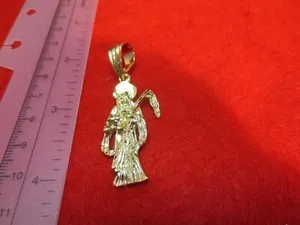 Authentic Warding the Shadows: A Golden Pendant of Santa Muerte's Protection
