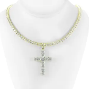 Authentic Celestial Radiance Cross and Solitaire Tennis Chain - Sacred Alignment Amulet
