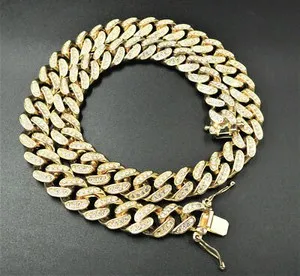 Authentic Hip Hop Gold Plated BOSS Pendant & 1 Row Cubic Zirconia & Cuban Chain Necklace