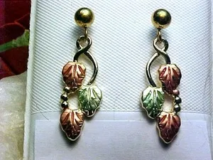 Authentic 🔥 Black Hills Design Earrings 1" Long with Grape leaves Gold Plated