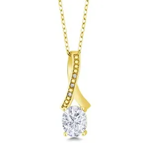 Authentic Celestial Harmony: Radiant 18K Gold Plated Pendant with Moissanite & Diamond