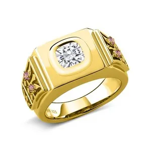 Authentic 18K Gold Plated Silver Ring  Moissanite and G-H Lab Grown Diamond