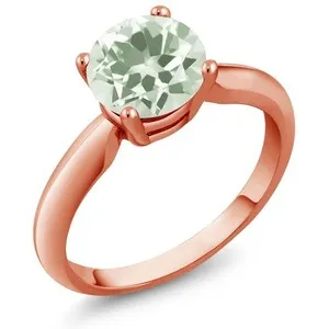 Authentic 18K Rose Gold Plated Silver Round 7MM Gemstone Birthstone Solitaire Engagement