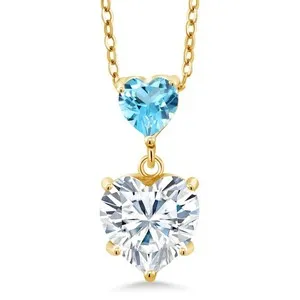 Authentic Moonlit Serenade: 18K Gold Plated Pendant with Radiant Moissanite