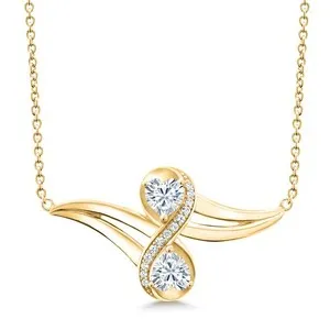 Authentic 18K Yellow Gold Plated Silver Necklace  Moissanite 1.00ct DEW