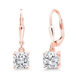 Authentic 18K Rose Gold Plated Silver White Moissanite Dangle Earrings For Women (2.20