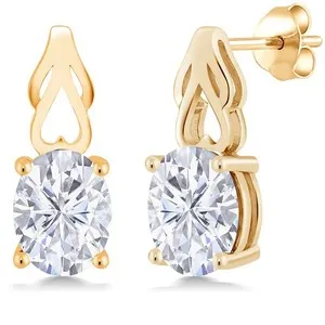 Authentic Celestial Radiance: 18K Gold‑Plated Moissanite Earrings of the Star‑Hearted Moon