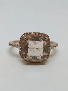 Authentic FZH Rose Gold Plated Sterling Silver 925 Pink CZ Ring Size 8