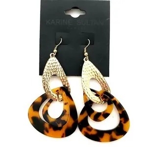 Authentic Gilded Shell Whispers Tortoise Resin Drop Earrings