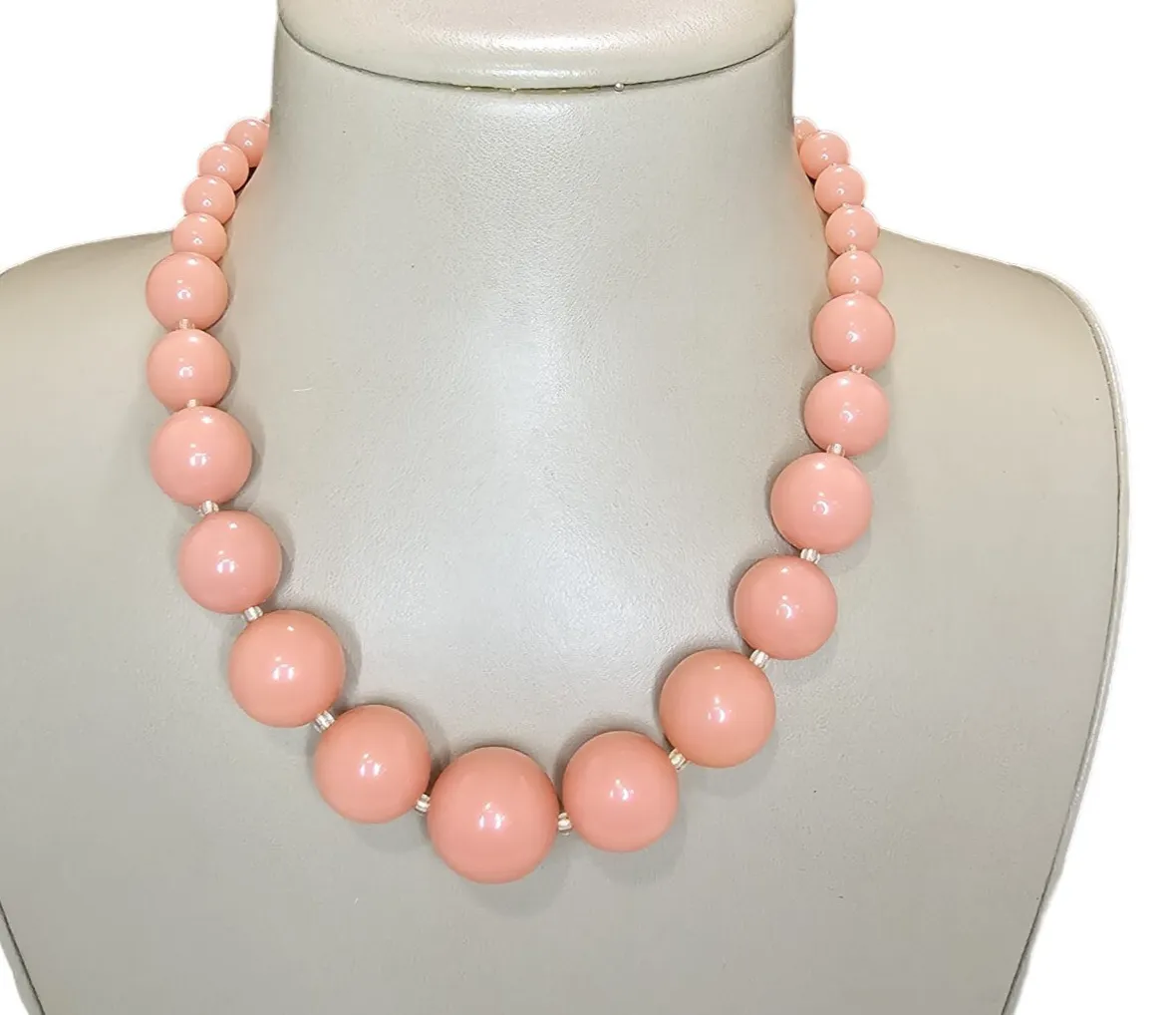 Authentic Vintage TRIFARI Gold Plated Peach Beaded Short 18" Necklace NWT