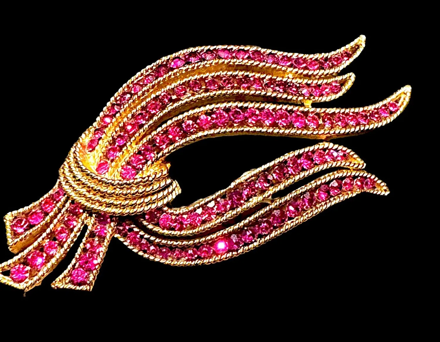 Authentic Cavalade of Cosmic Love: 1960s Pink Fuchsia Rhinestone Brooch