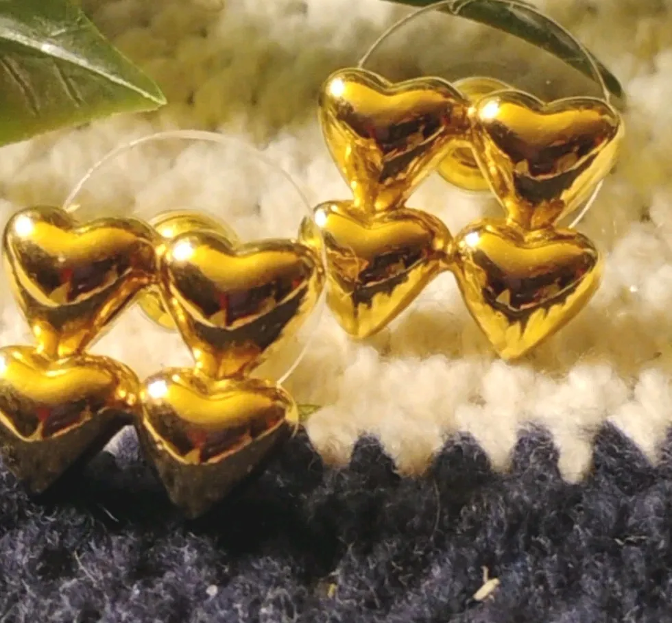 Authentic The Quadruple Heart Sanctuary: Radiant Gold Studs of Eternal Devotion