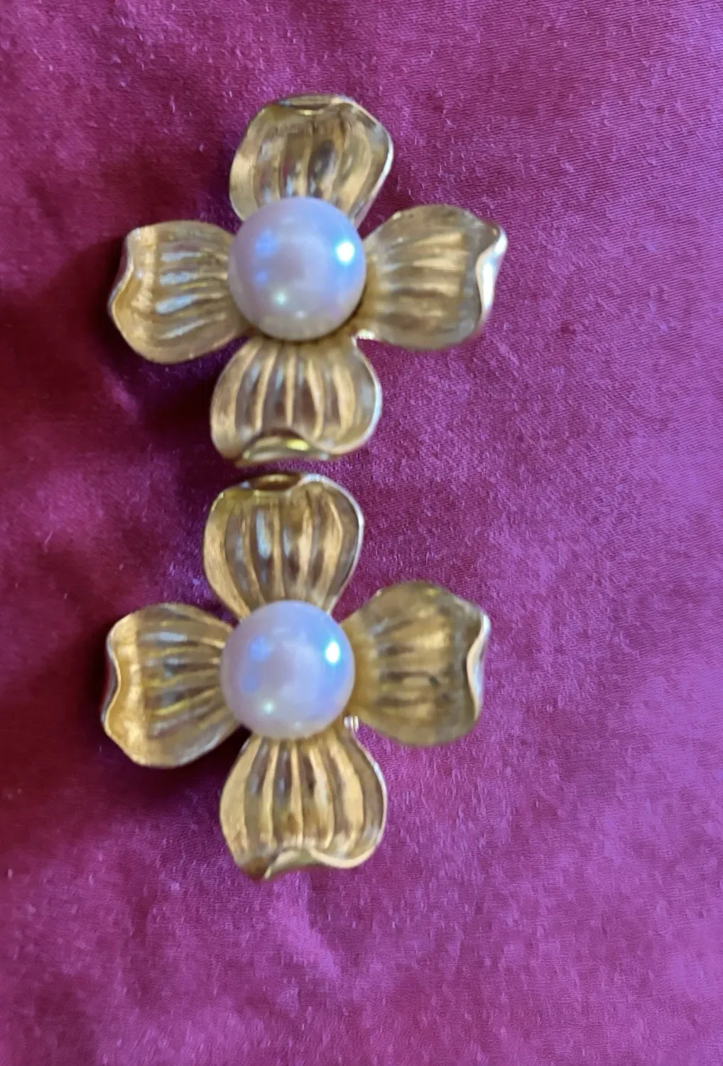 Authentic The Golden Blossom of Crown Trifari Vintage Clip Earrings