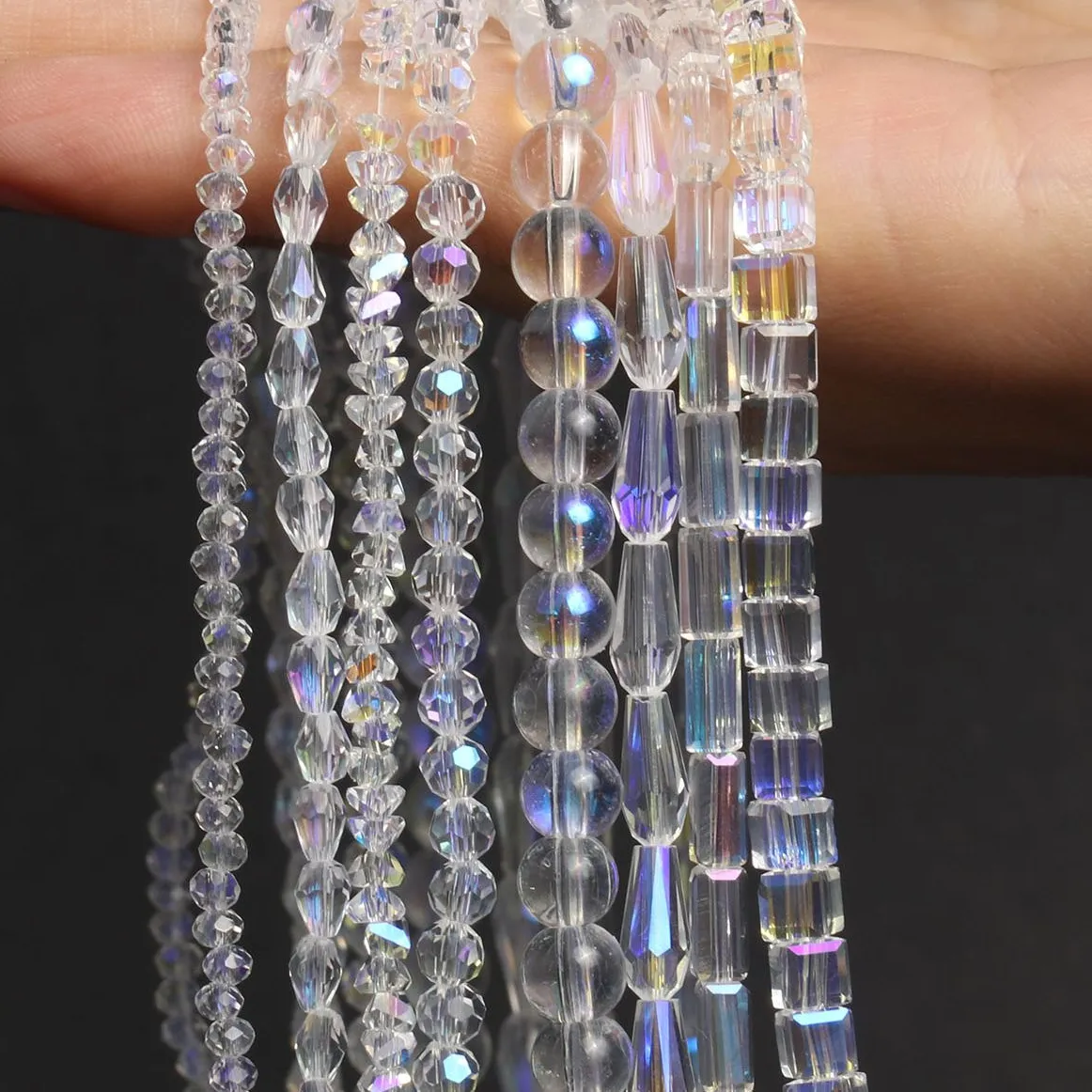 Authentic AB Color Rectangular Triangle Crystal Quartz Beads Faceted Round Shape Looser Beads For Jewelry Making DIY Charms Ornaments