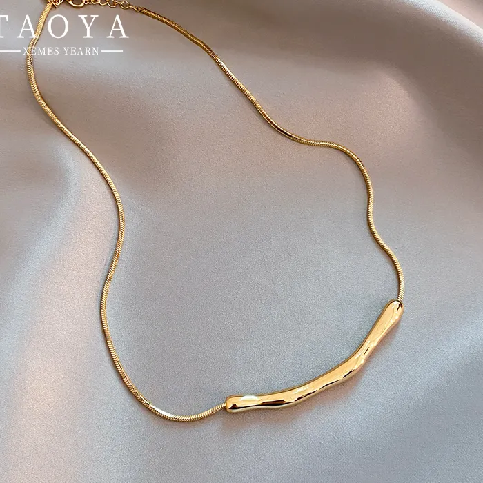 Authentic European and American Simple Gold Color Collarbone Chain For Women’s Short Necklaces Jewelry