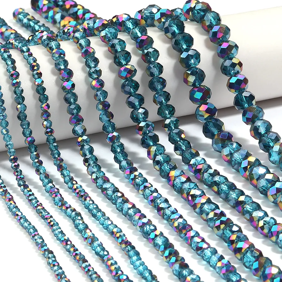 Authentic The Abyssal Plume: Peacock Blue Faceted Crystal Abacus Beads