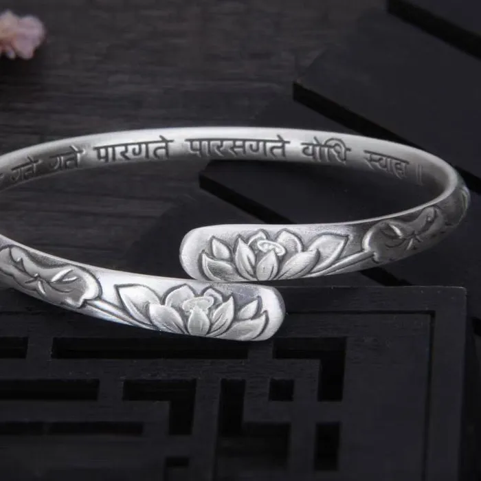 Authentic Xiyanike Thai Silver Lotus Flower Cuff Bracelet Ethnic Jewelry Lady Pulseras Mujer