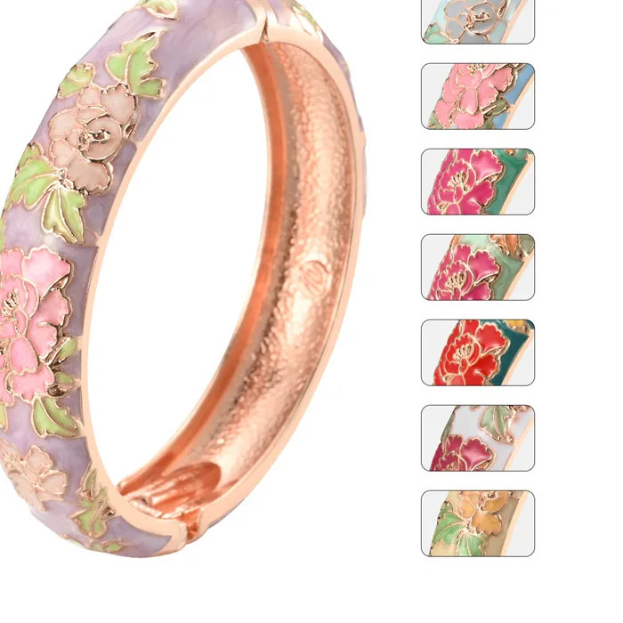 Authentic The Blossoming Lotus Enameled Sanctuary Bangle