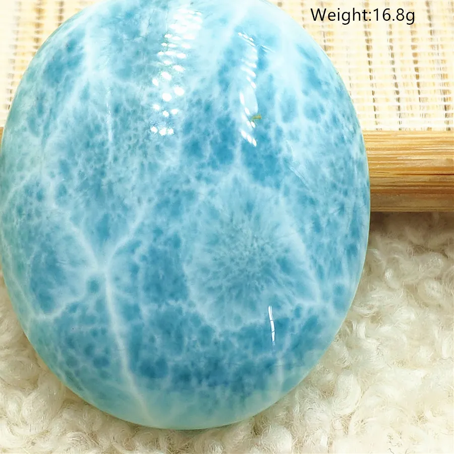 Authentic Natural Blue Larimar Pendant Water Pattern Larimar Jewelry Oval Rectangle Necklace Women Men Gemstone AAAAAA