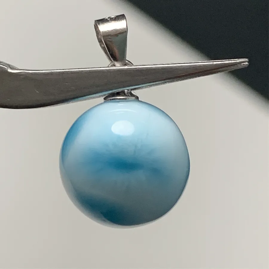 Authentic Blue Beans Novel Trying Natural Larimar Balls Necklaces Women MINI Tortoisesh Balls Icy Blue Larimar Beads 925 Sterling Silver