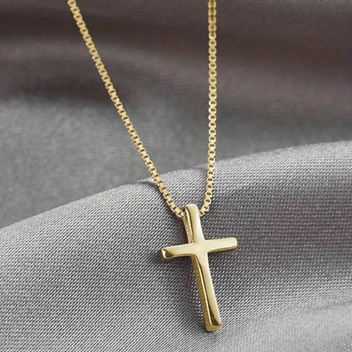 Authentic Celestial Gold‑Plated Cross Pendant – 14 mm of Sacred Light