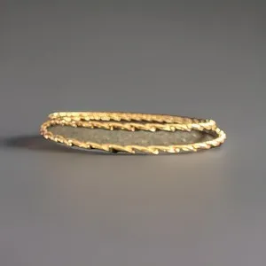 Authentic Gold Plated Bangle Thin Unique Design, slide on