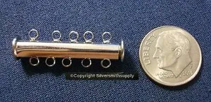 Authentic Mystic Five Strand Magnetic Clasp - White Gold Plated Tube Slide for Spiritual Strands