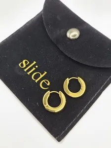 Authentic Slide Jewelry Gold Plated Huggie Hoop Earrings