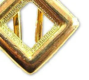 Authentic Vintage 14K Yellow Gold Plated Square Diamond 10mm Stone Choker Slide Pendant