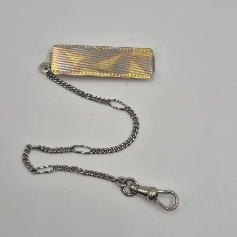 Authentic Triangle of Abundance: Tri-Gold Plated Tie Clip & Watch Fob