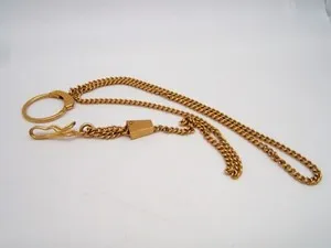 Authentic LARGE LONG GOLD PLATED WATCH CHAIN WITH SLIDE