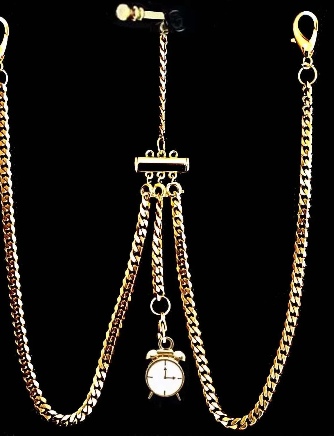 Authentic Gold Plated Pocket Watch Albert Chain With Connector for Multi-Strand Slide Tube