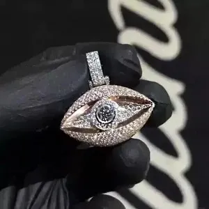 Authentic 5Ct Round Lab Created Diamond Evil Eye Charm Men's Pendant 14K Rose Gold Plated