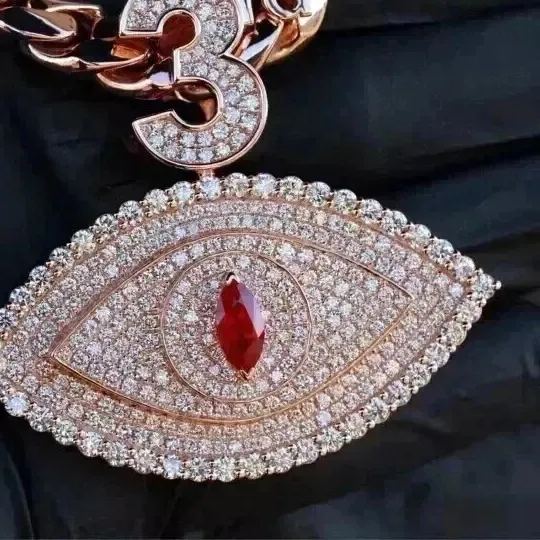 Authentic Eternal Vigilance: Moissanite Evil Eye Pendant for Protection and Good Fortune